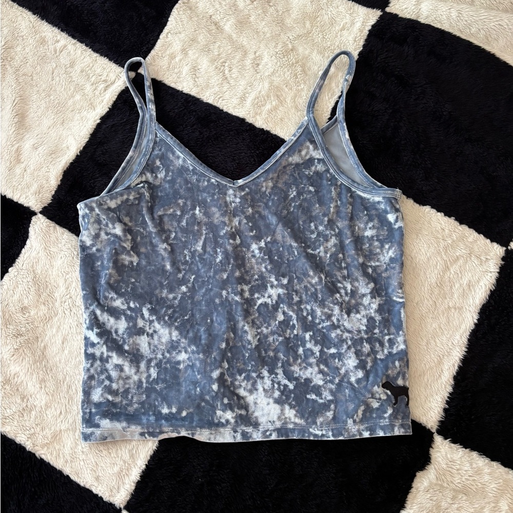 PINK Victoria's Secret Blue velour Crop Camisole
